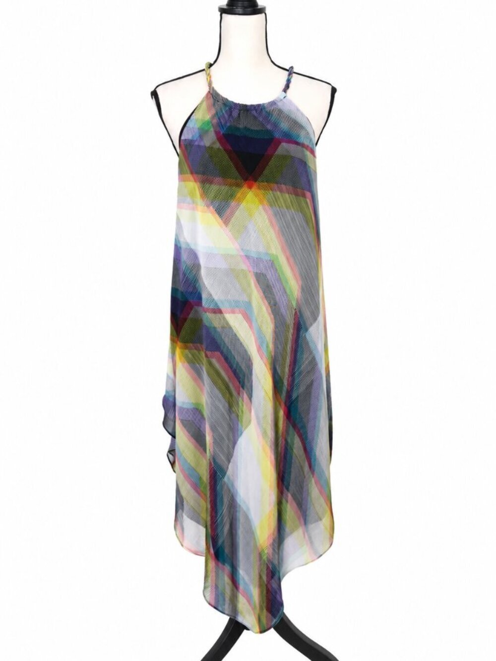 Rachel Rachel Roy Aloha Multi Color Geometric Halter Shift Dress XXL NWT